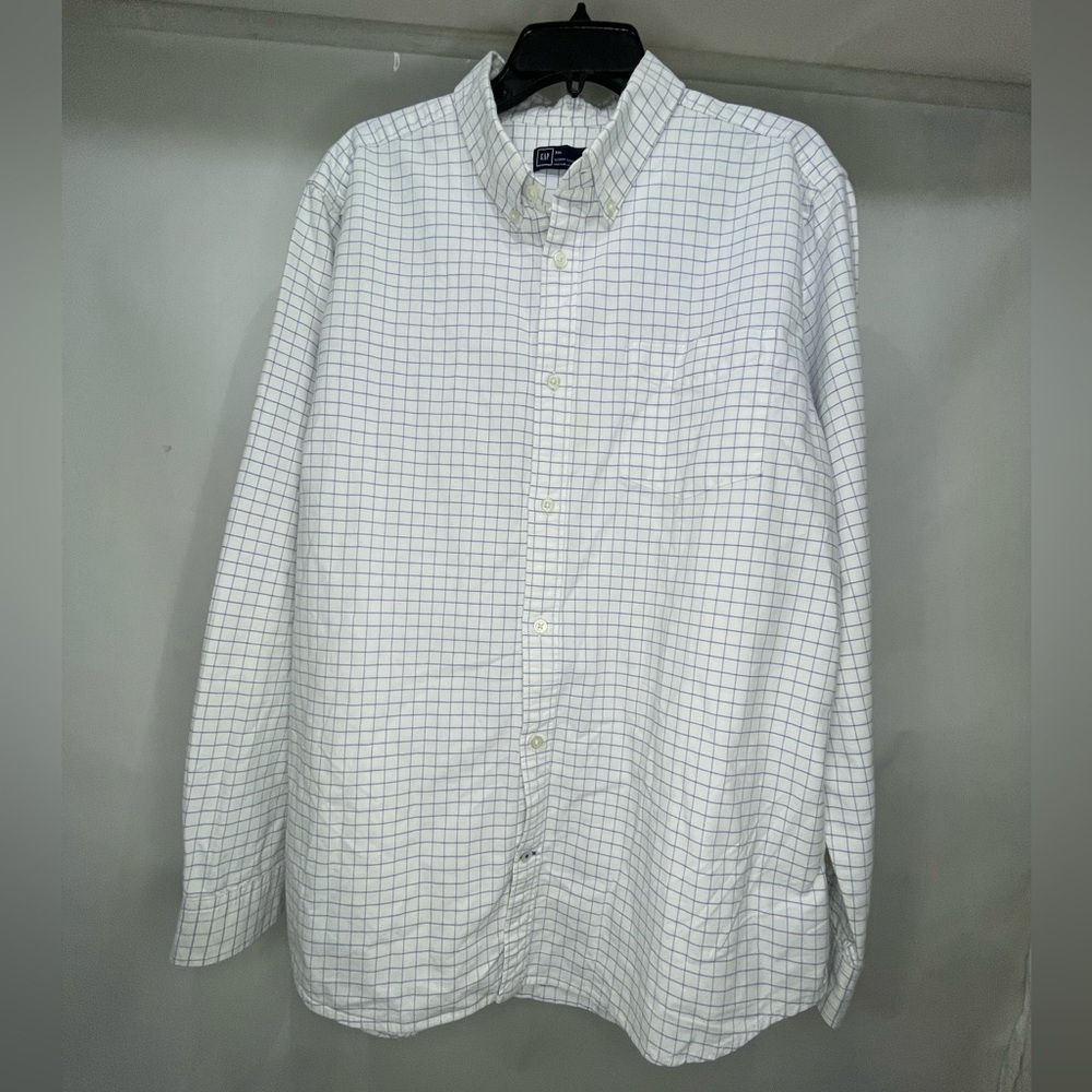 GAP Blue and White Plaid Oxford Shirt size 2xl